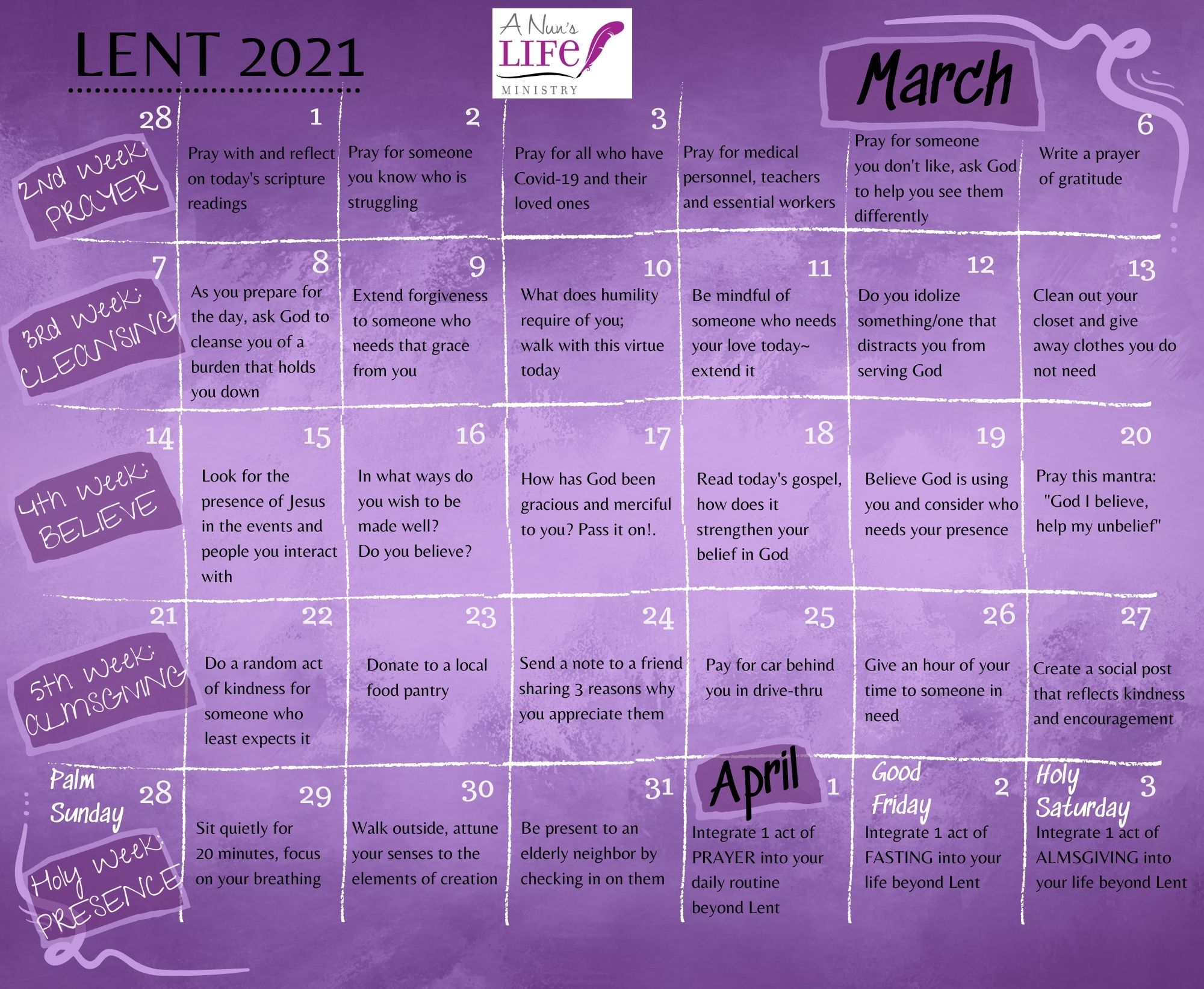 2021 Lenten Calendar page 2