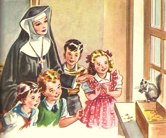 Sister Ruth and the Children with a Squirrel 1942 Catholic School Reader