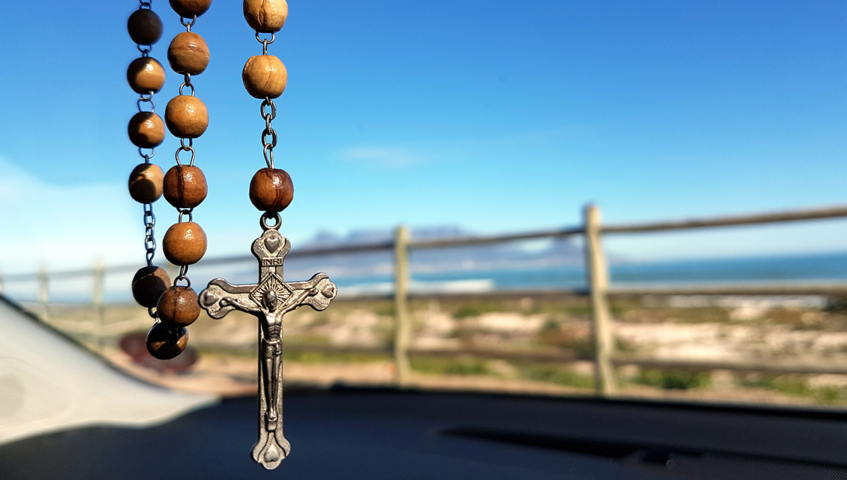praying the rosary outdoors