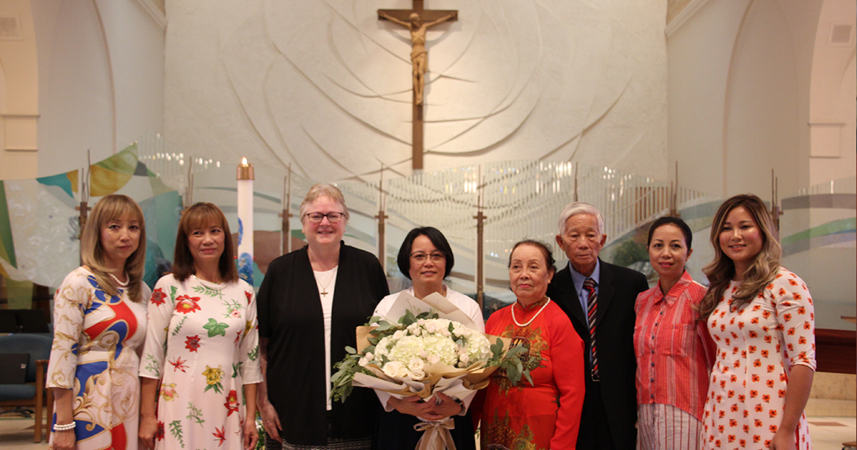 Sr Trish and her family at her vows ceremony