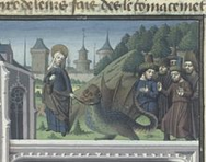 Saint Martha and the Tarasque, from a 15th century manuscript