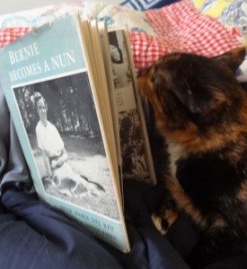 Sister Chloe the Convent Cat reads "Bernie Becomes a Nun"