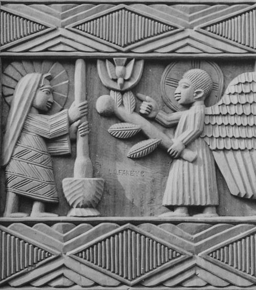 Annunciation of the Angel to Mary, Wood Carving by Lamidi Olonade Fakeye