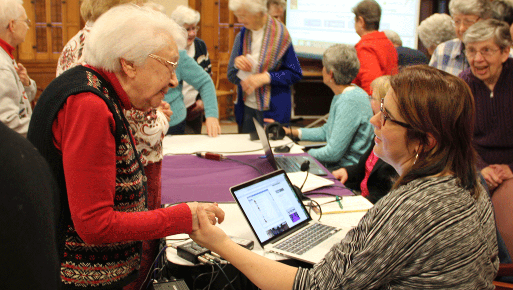Chatting with nuns after the podcast.