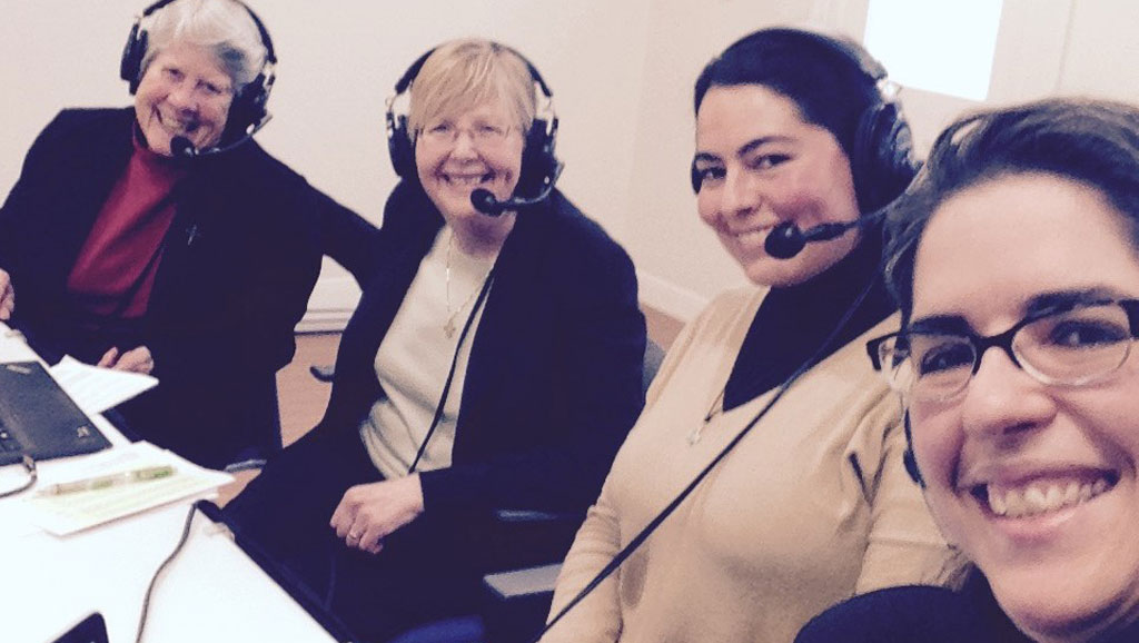 Getting ready to go live with Sister Germaine and Sister Adriana!