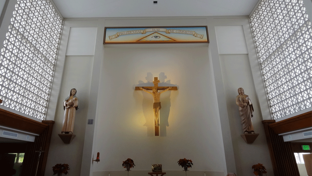 Stopped to pray in the convent chapel before the podcast.