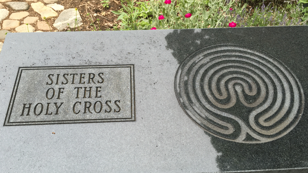 The labyrinth on campus makes for a good prayer space.