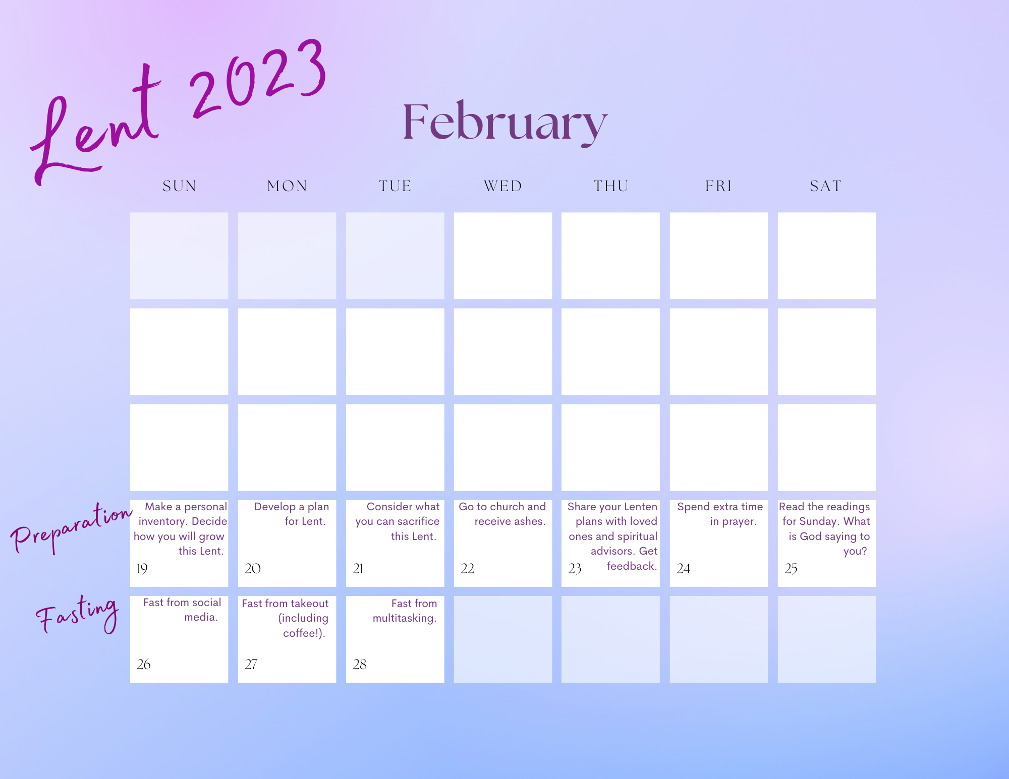 Lent 2023 calendar 1