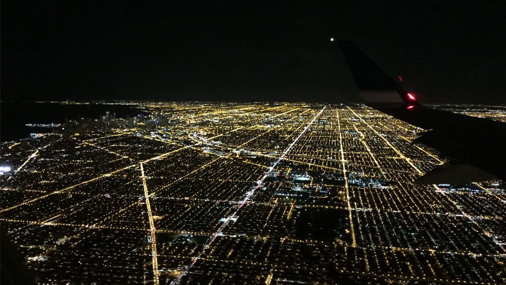 Morning, noon, and night. This trip included *a lot* of flying.